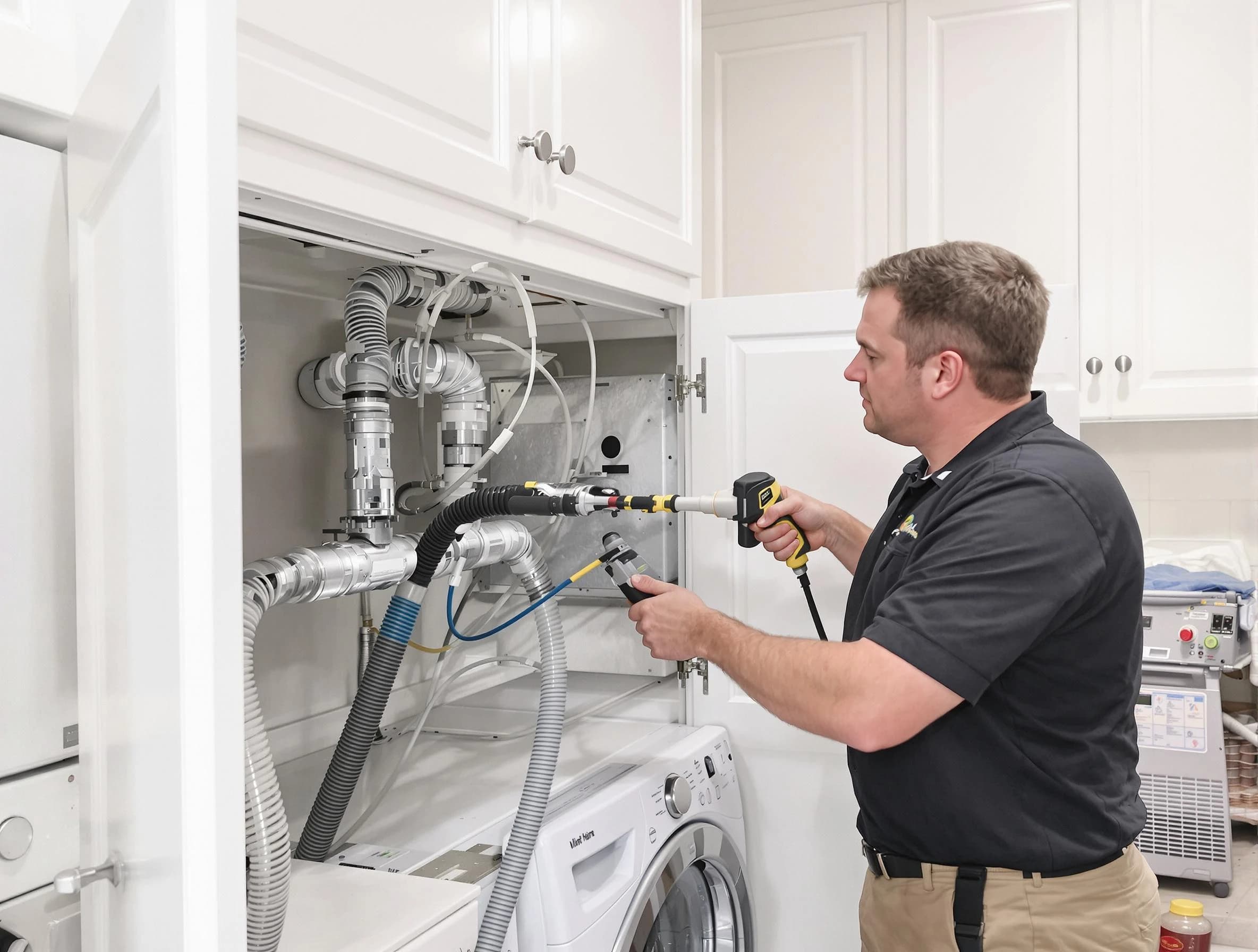 New Kensington Dryer Vent Cleaning professional removing severe blockage from a clogged dryer vent in New Kensington