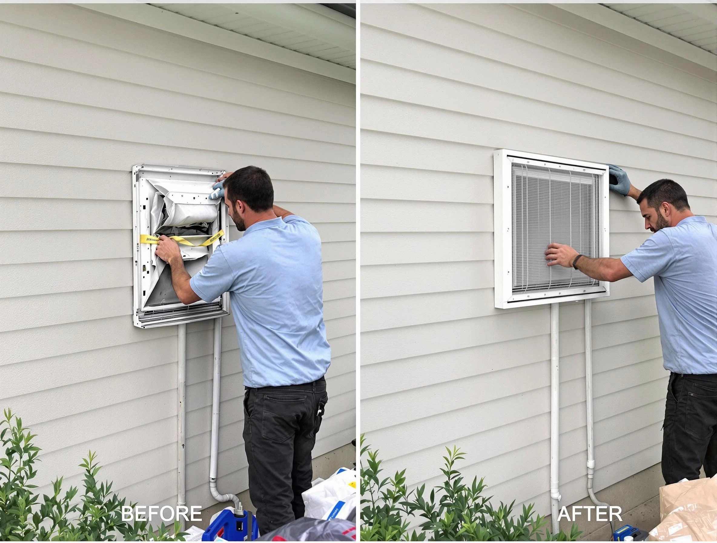 New Kensington Dryer Vent Cleaning technician installing high-quality dryer vent cover at a residential property in New Kensington