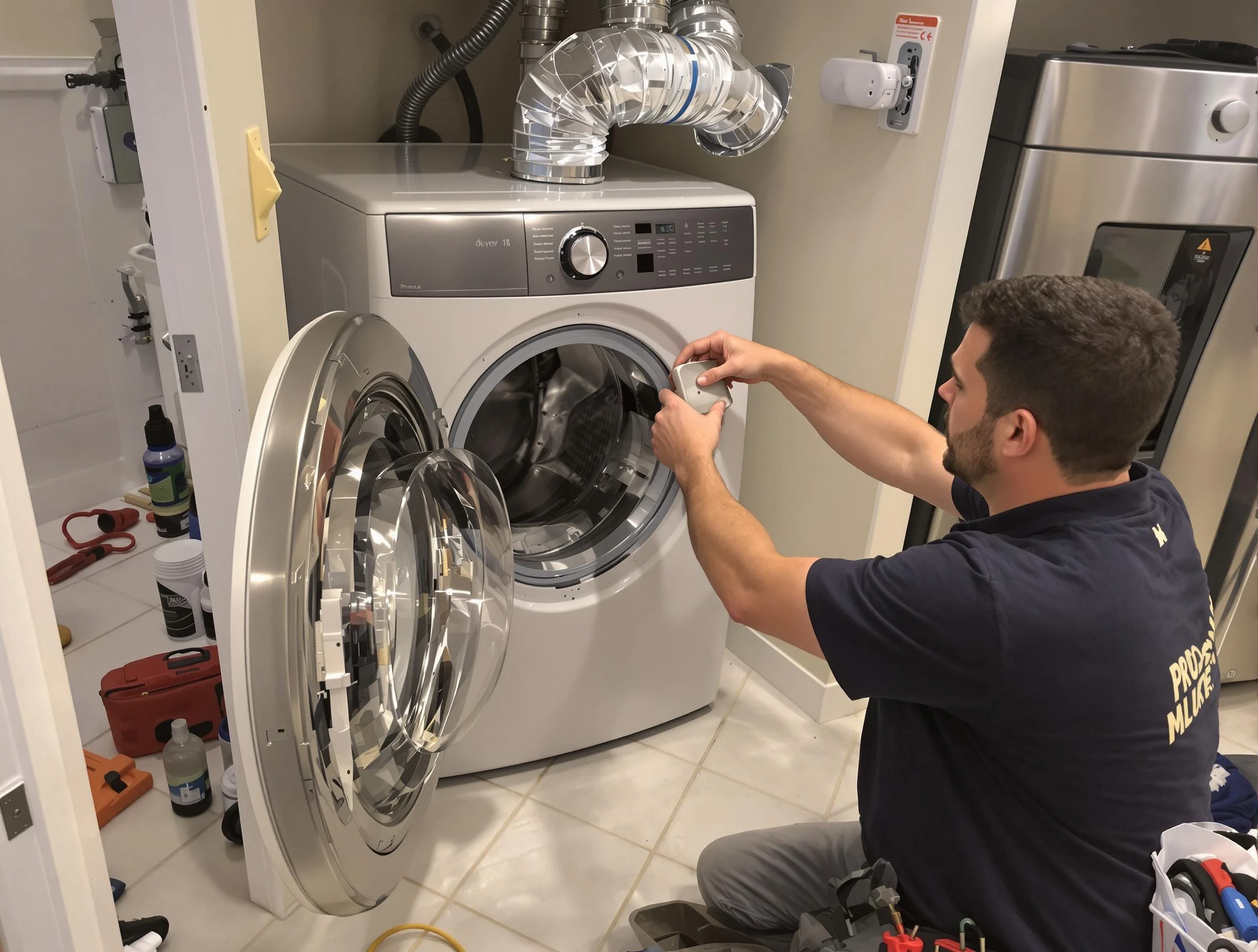 New Kensington Dryer Vent Cleaning technician performing precise dryer vent hose installation in New Kensington