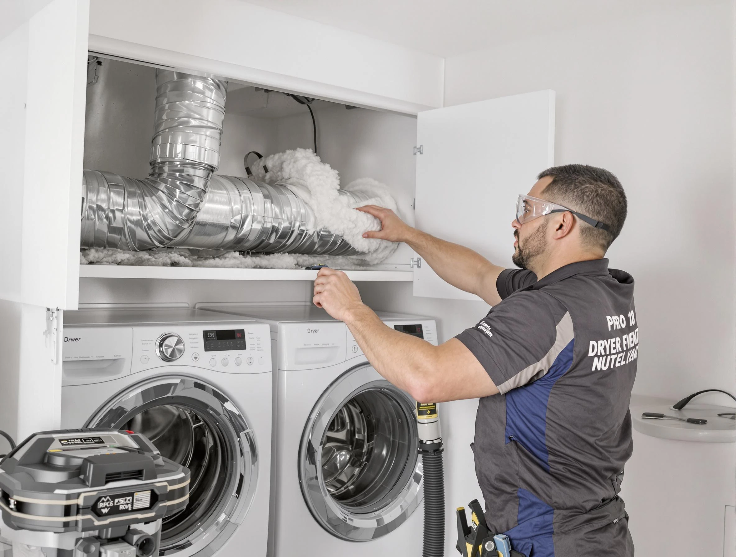New Kensington Dryer Vent Cleaning certified technician performing specialized gas dryer vent cleaning in New Kensington